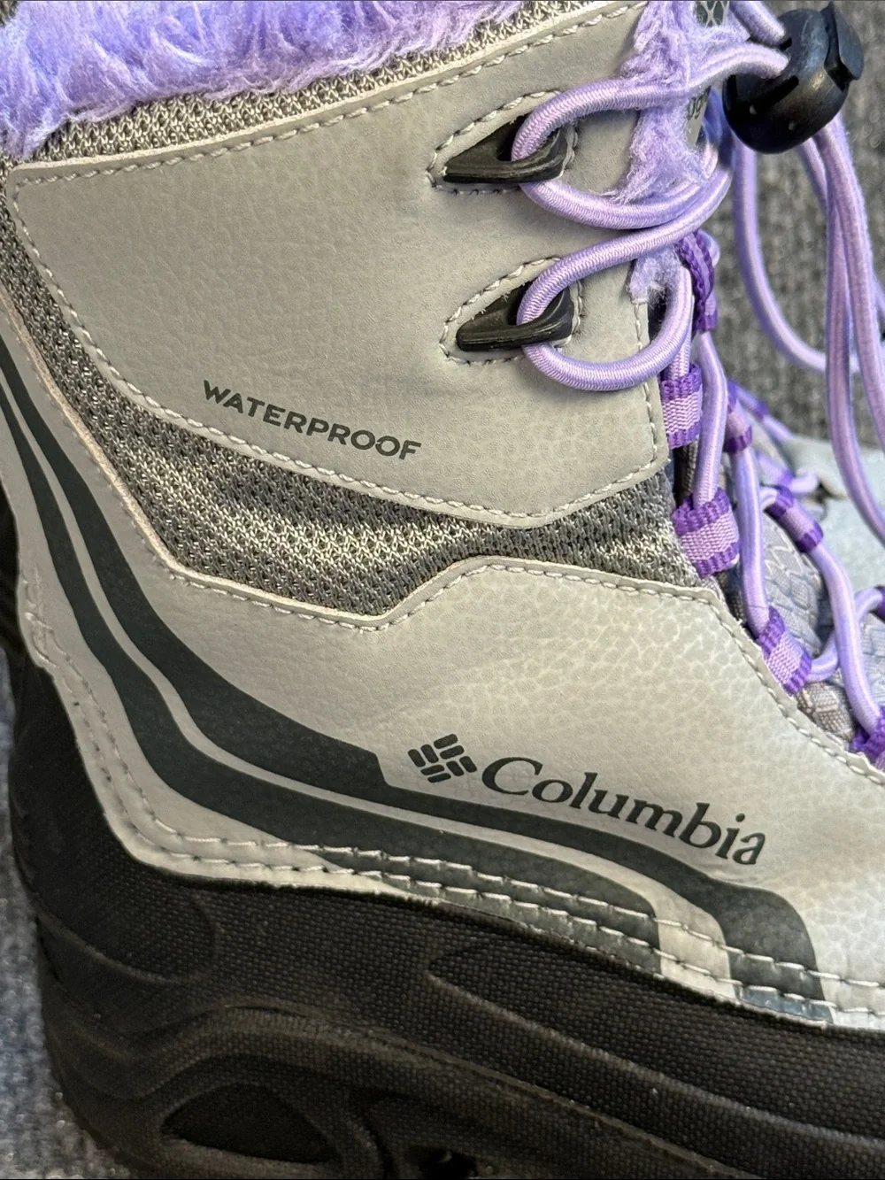 Columbia Kids' Gray and Lavender Waterproof Snow Boots Size 2